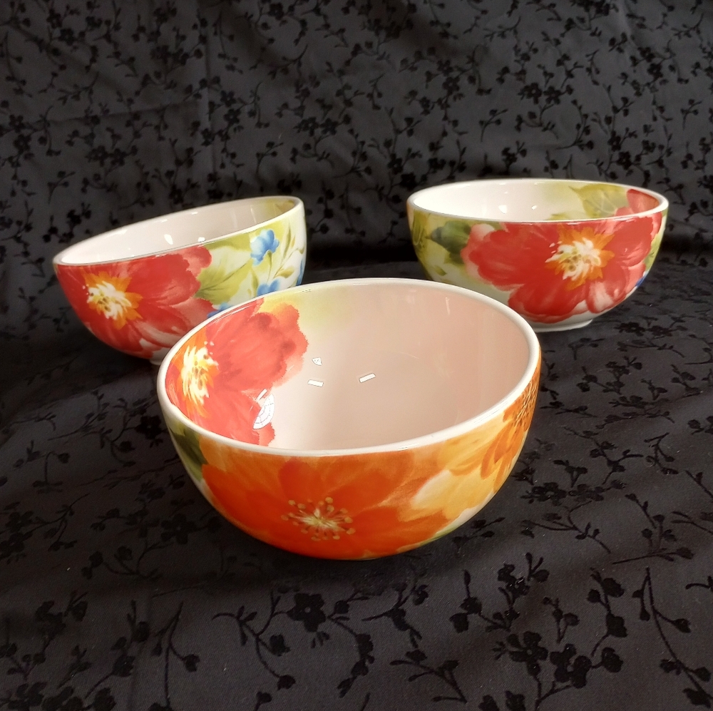 Pier 1 Amelia Floral Ceramic Bowls Set